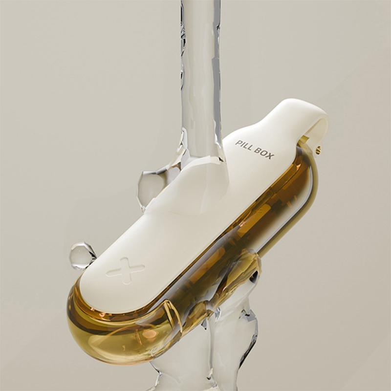 2 in 1 Portable Pill Storage Box 4 LayersEasy Pill Extractor Dustproof Container Storage Tablets Vitamins Small Medicine Box