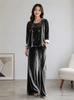 New Women's Casual V-neck Pullover Long Sleeves and Trousers Velvet Multi-color Women's Suit