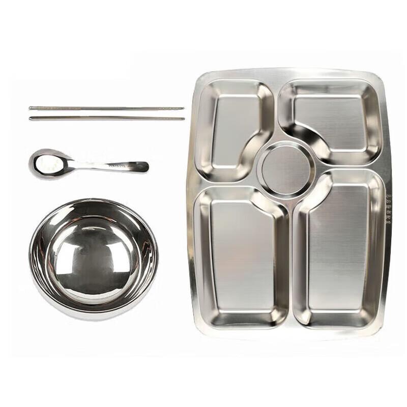 Huikang Stainless Steel 5-Compartment Lunch Tray Set
