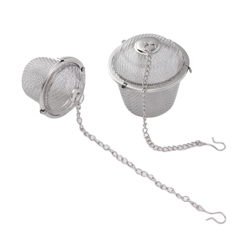 2pcs Mesh Tea Ball Stainless Steel Tea Strainer with Long Hook Chain for Spice Soup Tea Herbs Diameter: 4.5cm 1.8in+