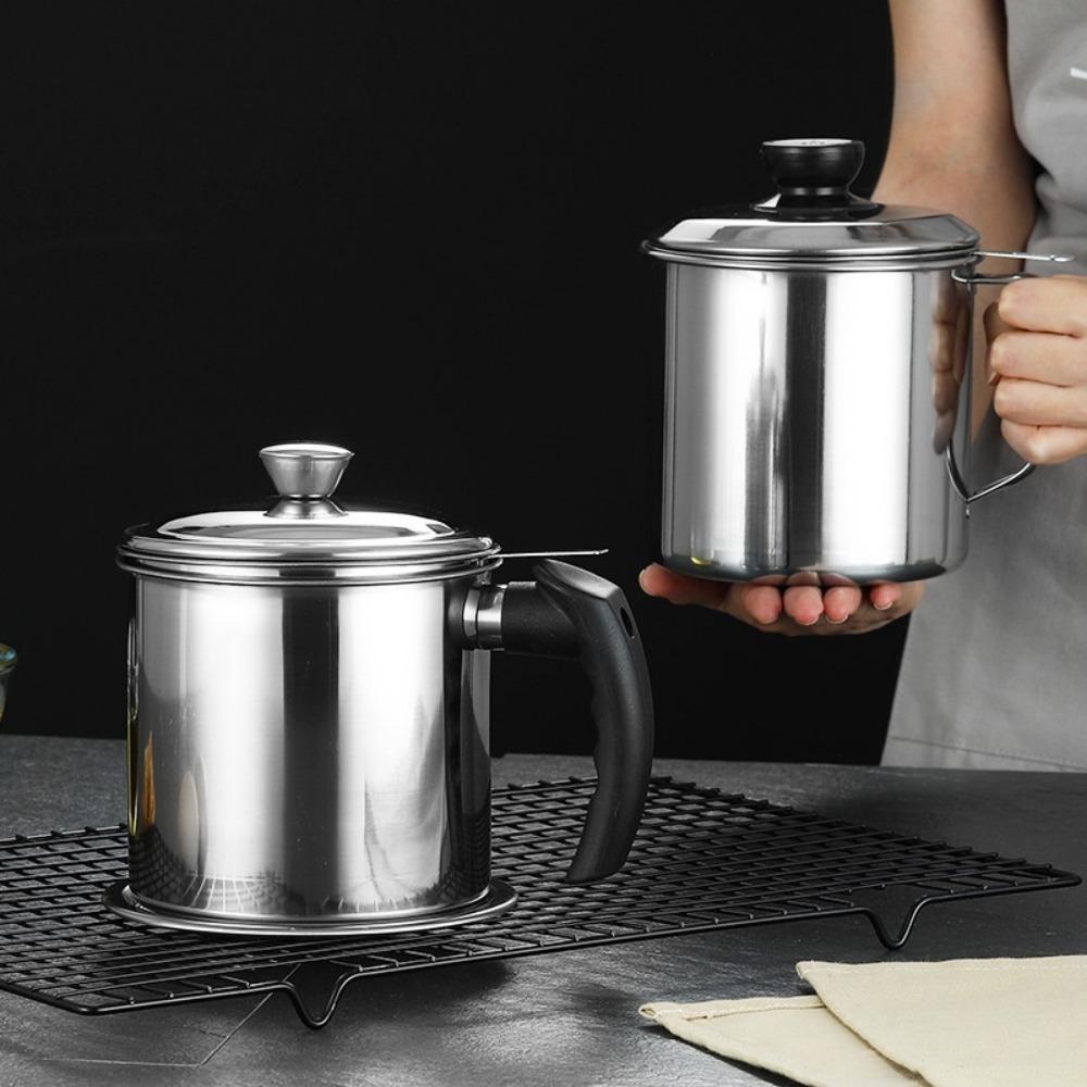 Pojemnik na olej ze stali nierdzewnej 1,8 l Tacka do odcedzania oleju Filtr do oleju kuchennego Tłuszcz