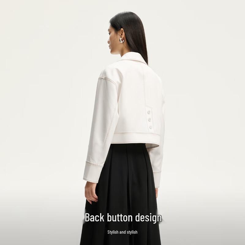 Veromoda Women's 2024 Early Autumn Contrast Stitch Short Jacket