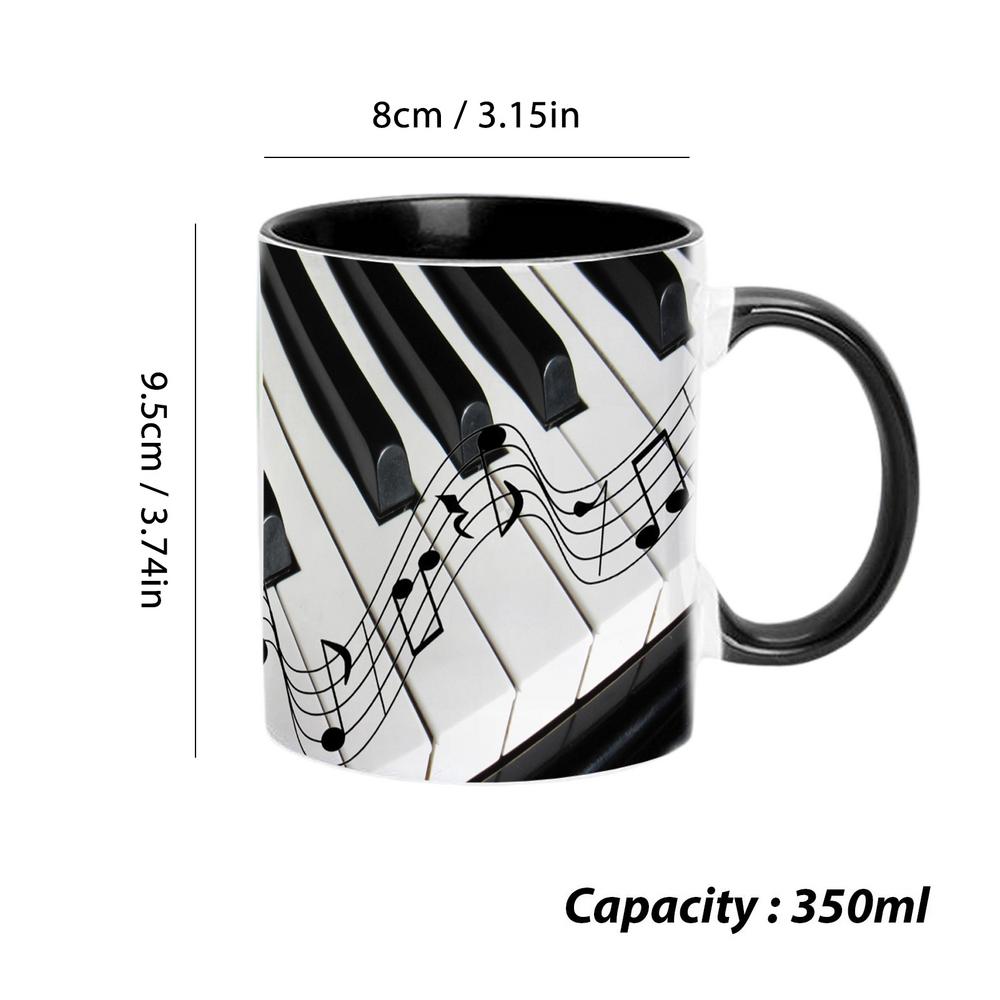 Music Theme Coffee Mug 350ML Guitar Piano Violin Ceramic Mug Coffee Mug Ceramic Mug Coffee Cup Table Decoration Tea Mugs