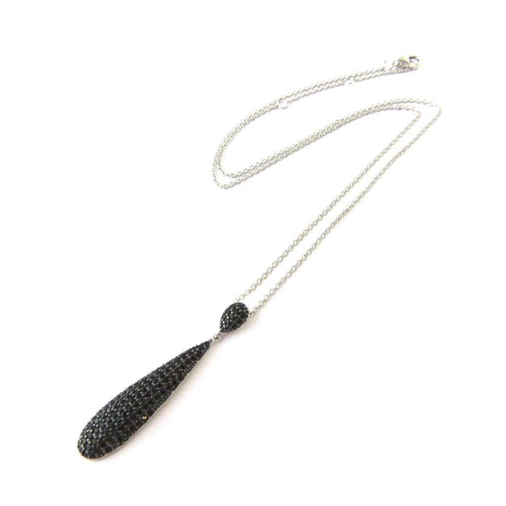 Les Trésors De Lily [N6859] - Silver Necklace 'Sissi' Black Silver (rhodium Plated) - 40x8 Mm