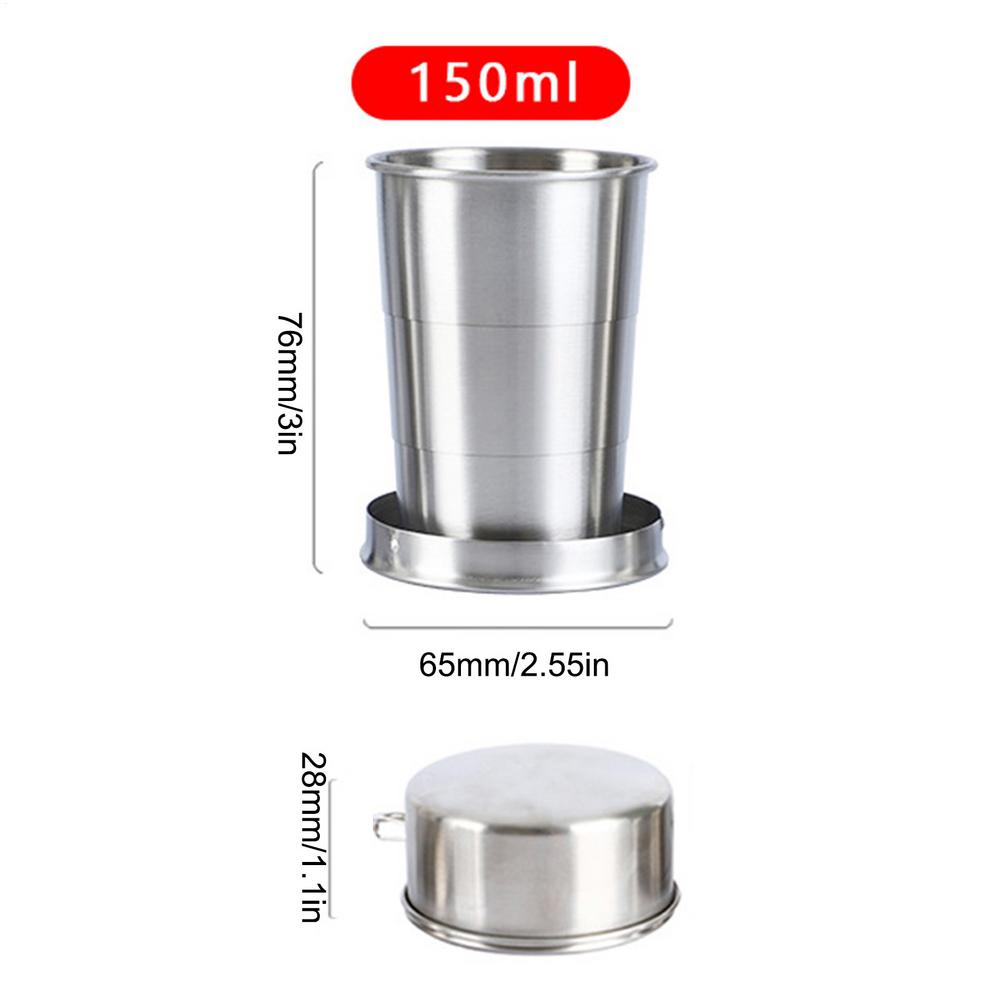 Stainless Steel CollapsibleCup Camping Retractable Telescopic Travel Toiletry Cup Outdoor Folding Cup