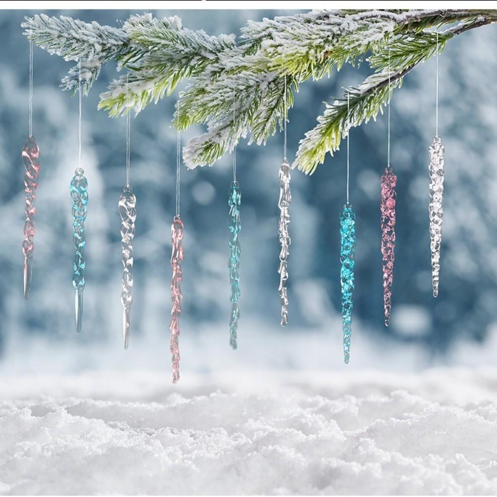 Acrylic Christmas Tree Ornaments Crystal Clear Hanging Pendants Ice Cone Pendant Creative Transparent Icicle Decorations