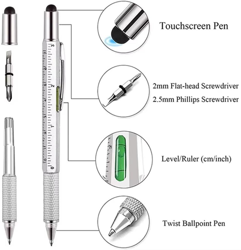 Multifunction Ballpoint Pen Technical Ruler Screwdriver Stylus Touch Screen Modern Office Tool
