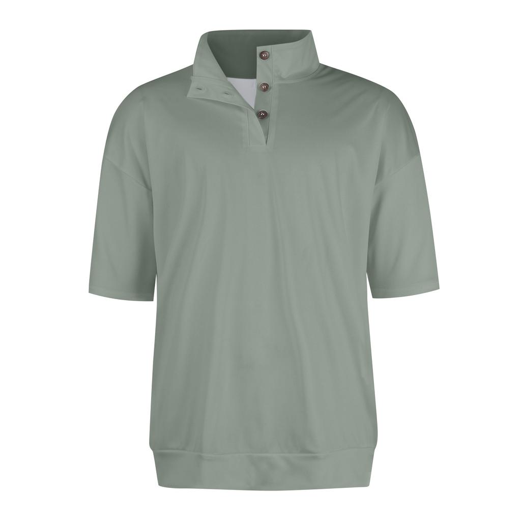 Letní pánská košile s krátkým rukávem na knoflíky se stojáčkem, ležérní módní top