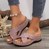 Thick Soled Plus Size Casual Cross Strap Decorative Women's Slippers