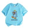 Kids Boys Girls 100% Cotton Crew Neck Short Sleeve T-Shirt, Cool Cartoon Skater Triceratops Dinosaur Skateboard Printed Casual Tees for Toddler Childr