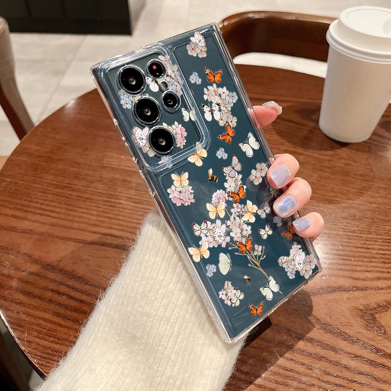 Simple Butterfly Pattern Phone Case For Samsung Galaxy S26 S25 S24 S23 Ultra S22 Plus S24 S21 FE S25 Edge Transparent Soft Cover