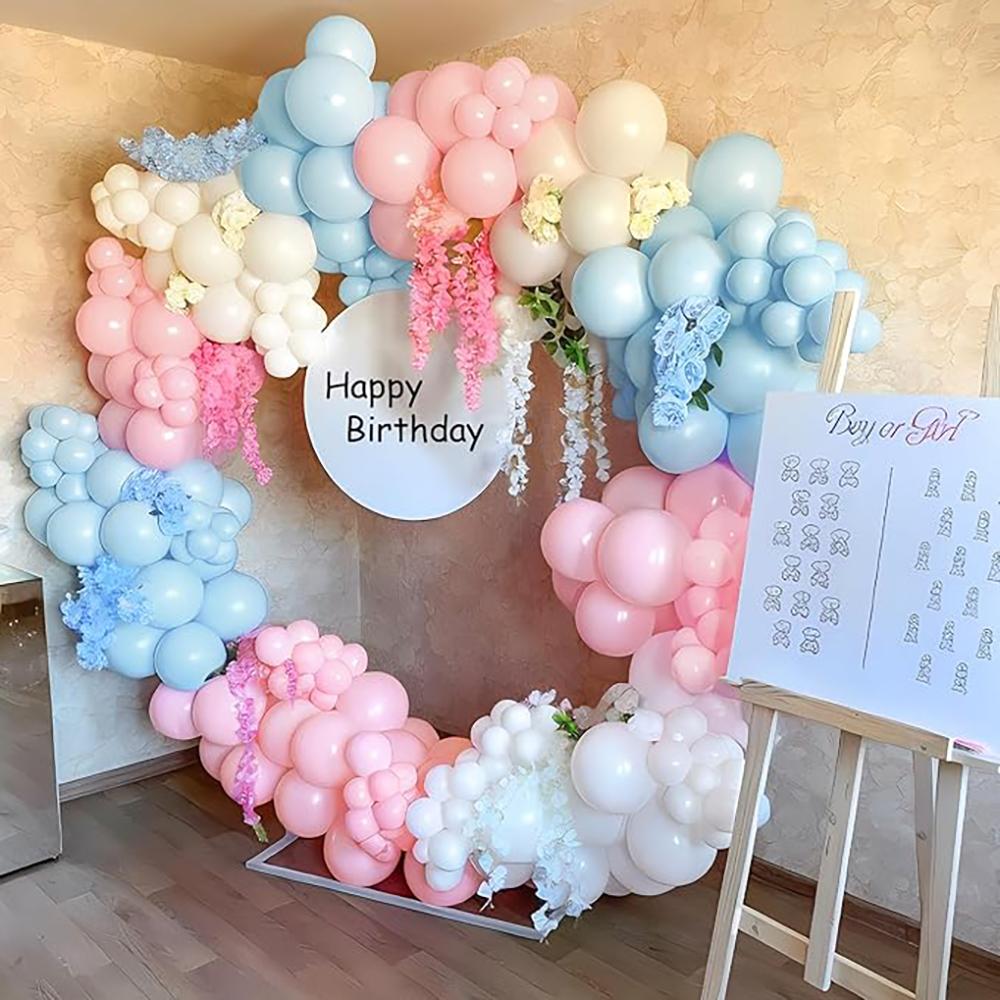 Boy Girl Baby Shower Decor Balloons Garland Pastel Pink Blue Balloon Arch Kit Birthday Party Gender Reveal Decoration Background