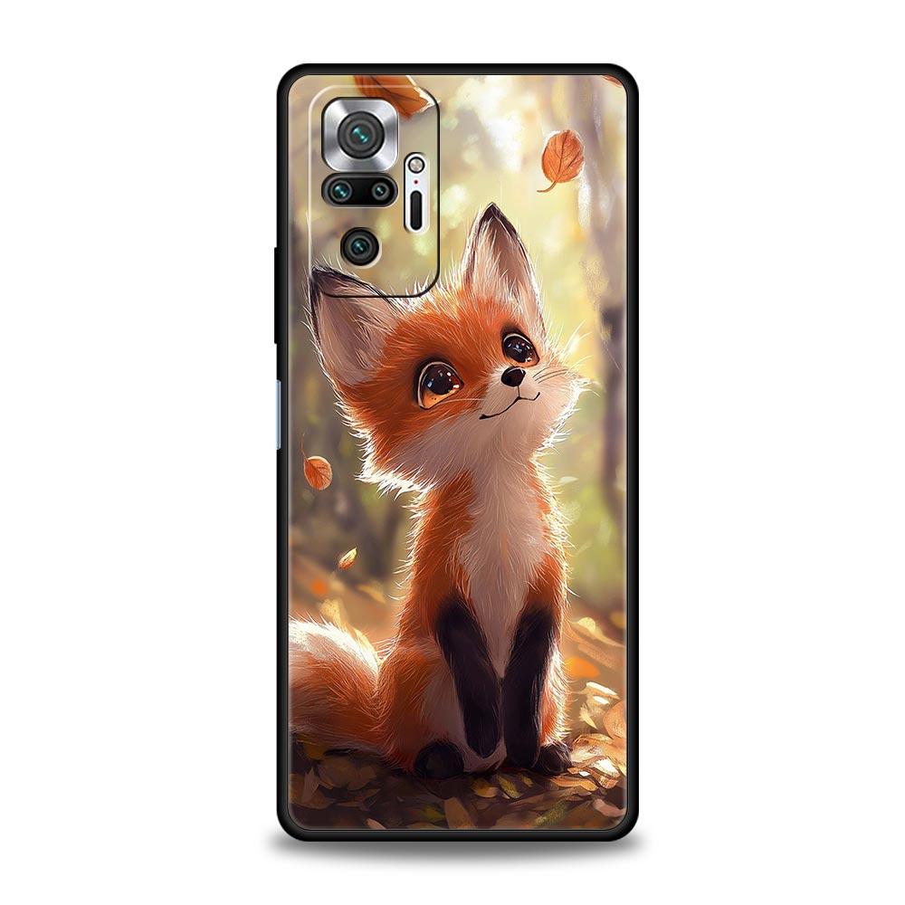 Red Fox Phone Case Cover for Redmi 14C 10C Note 14 13 12 10 11 K40 K50 Pro Plus 5G Shockproof Soft TPU Shell Fundas Capas Bags