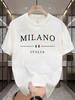 Men's 100% Cotton Navy Blue Milano Italy Graphic Print T-Shirt - Italian Flag Design Casual Round Neck Short Sleeve Tee