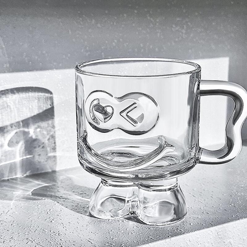 Shangqi Smiley Face Glass Drinking Cups (Set of 4)