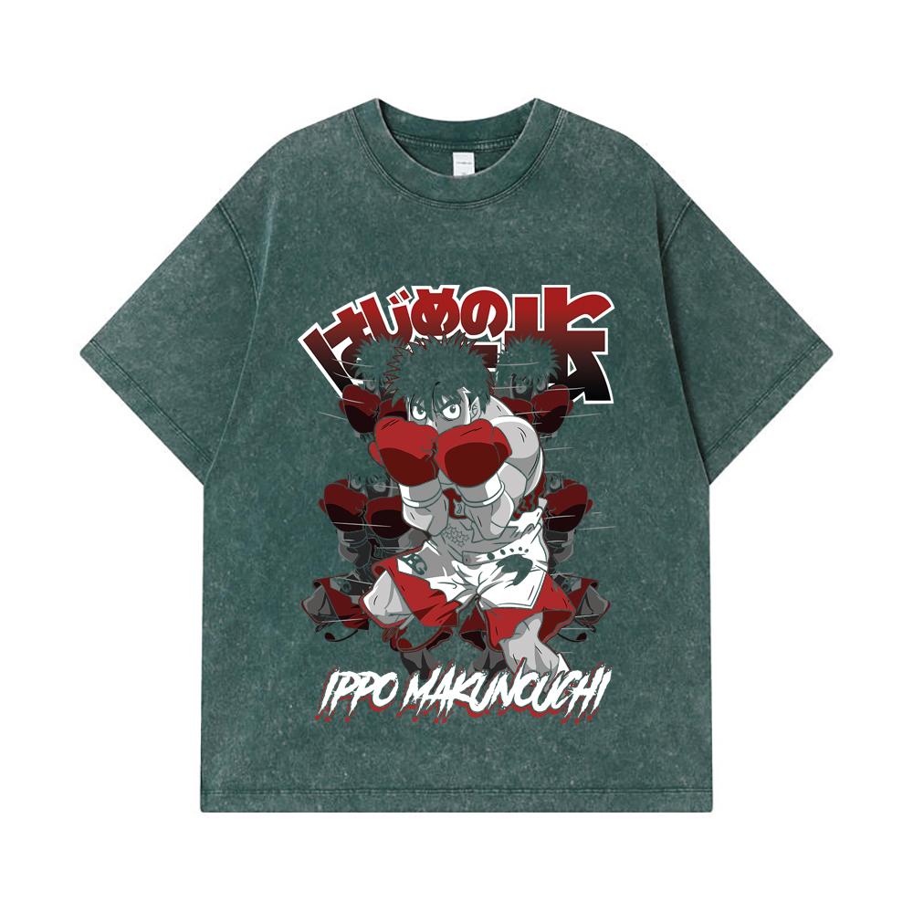 275 GSM Washed T-shirts 100% Cotton Hajime no Ippo V11 Ippo Print Unisex Heavy Cotton T Shirt