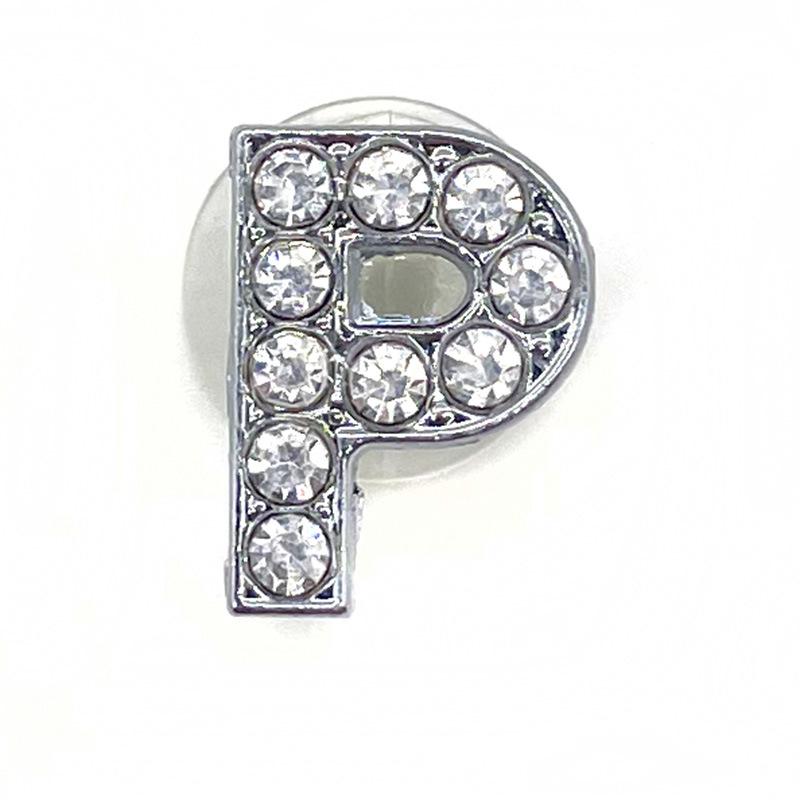 Charms Scarpe Diamante Strass Scintillante Lettera Argento Cristallo Alfabeto Decorazioni Scarpe Gioielli Slider Braccialetto Braccialetti