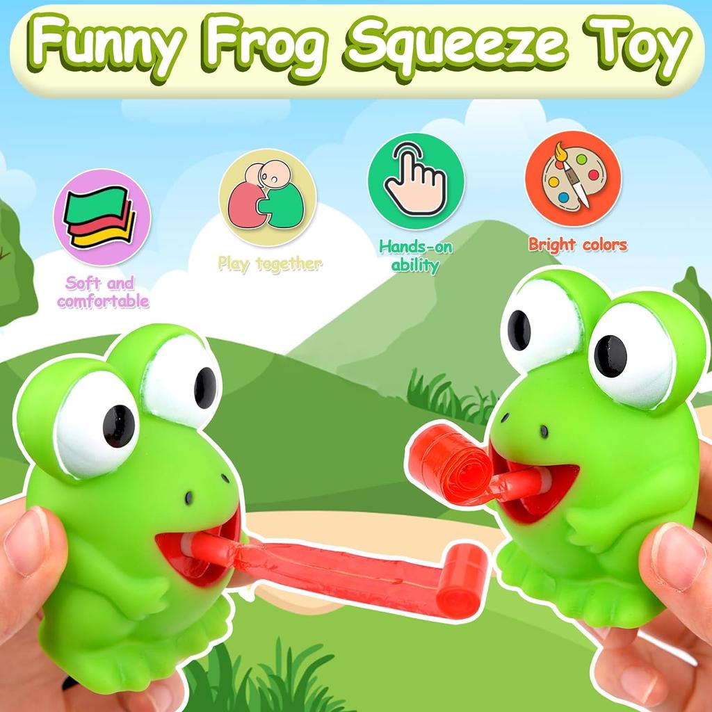 Giocattoli Spremibili Rana Dinosauro, Giocattolo Sensoriale Strizza Squittisce con Lingua Fuori per Bomboniera, Novità Antistress Fidget Toys