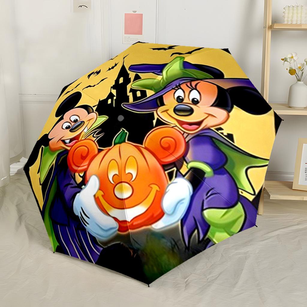 Mickey Mouse Compact Travel Automatic Umbrella Sturdy 8-Rib Shaft Foldable Design All-Season Umbrella for Travel Fashion Lovers