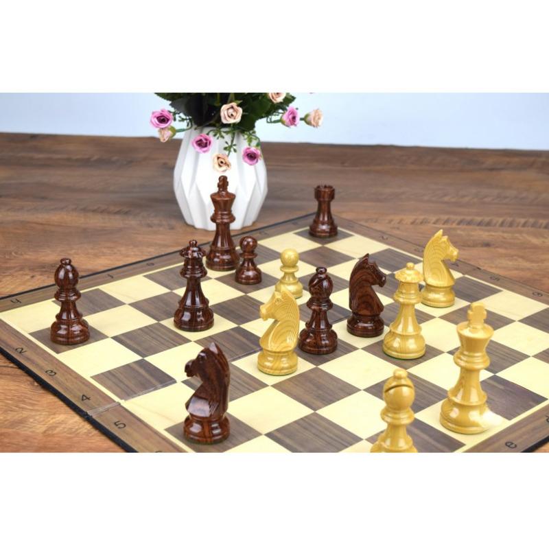 9.6Cm König Luxus Standard Schweres Schachset Faltbare Nichtmagnetische Schachfiguren Für Kinder Familie Reise Schachbrett Tischspiel