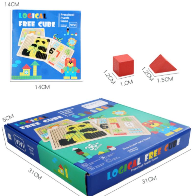 Holz Kinder Spaß Mosaik Puzzle Frühe Bildung Kognitiv Interaktiv Konzentrationstraining Pädagogische Puppe Spielzeug