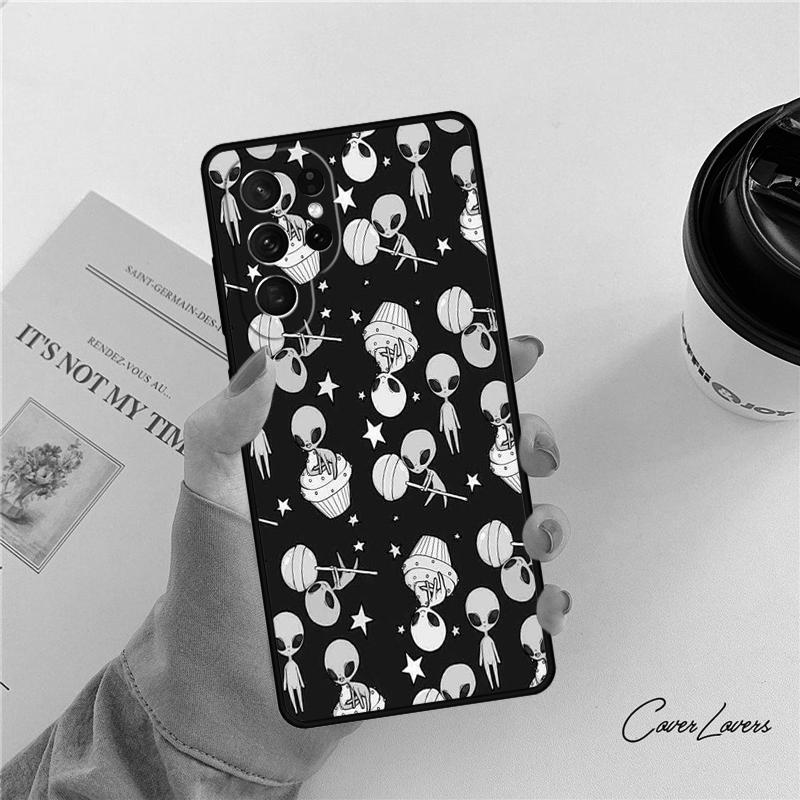 Alien Martian Humans Arent Real phone case For Samsung Galaxy S24 S25 S23 S22 Ultra Note 10 20 Plus S20 S21 FE Cover