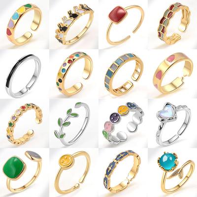 Farbe tropfender Liebes-offener Ring Damen-Nische High-End-Licht Luxus Emaille-Ring Schmuck