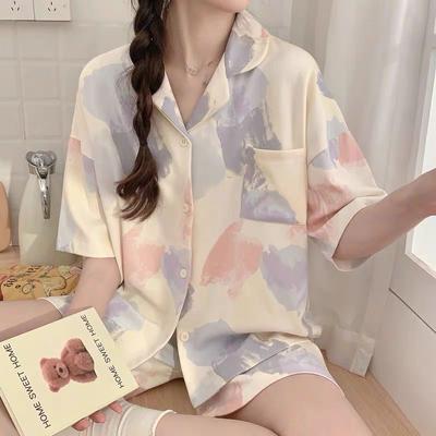 Pijama de Verano Dulce para Mujer Ins de Alta Gama y Minimalista Conjunto de Ropa para el Hogar para Dormitorio de Chica Se Puede Usar Externamente