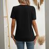 Women's Fashionable Casual Button-Up V-Neck Short-Sleeve T-Shirt