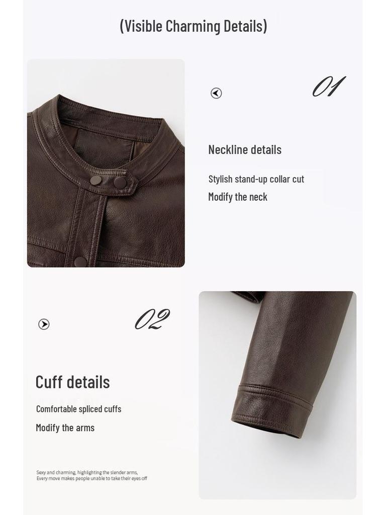 Women's High-End Lambskin Leather Jacket - 2025 Spring/Autumn Short Versatile Coat
