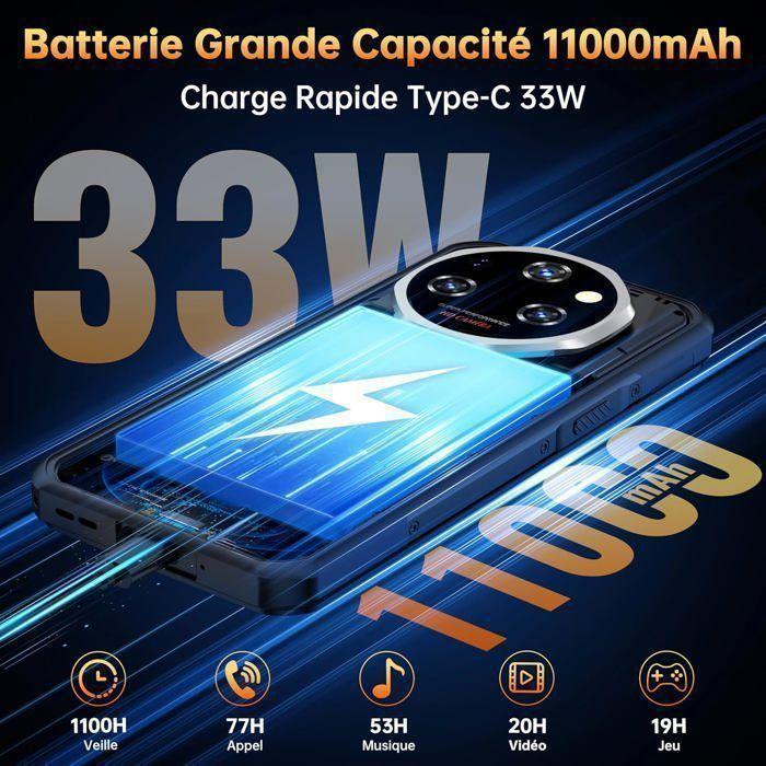 Rugged 5G Smartphone OUKITEL WP55 Pro 48GB+512GB 6.6" 120Hz 11000mAh Unbreakable Telephone Android 15 108MP Dual SIM/NFC/OTG Orange