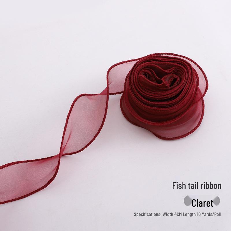 4cm Wave Gauze Fishtail Flower Ribbon for Wrapping and Decoration