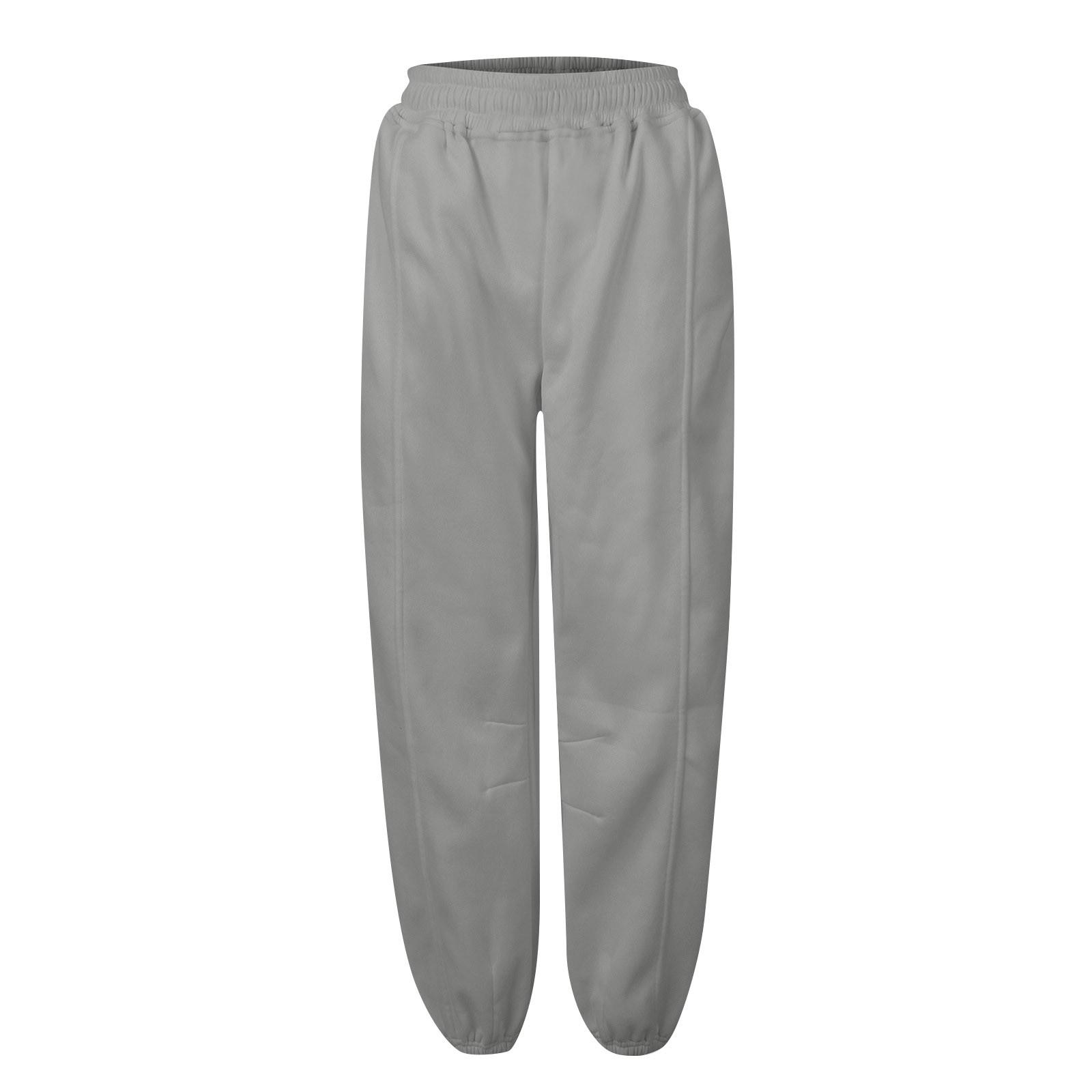 

Женские однотонные повседневные брюки с высокой талией, спортивные спортивные брюки для бега с карманами M серый