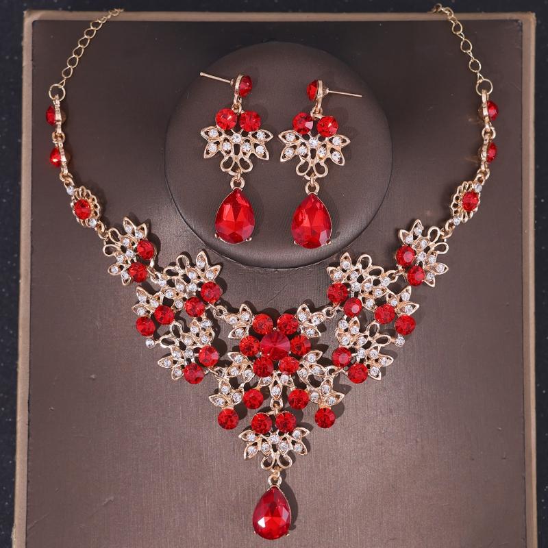 Luxus Kristall Krone Halskette Ohrring Set Strass Schmetterling Braut Schmuckset Braut Hochzeit Haarschmuck Schmuck Krone