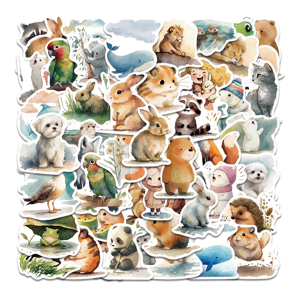 Sada samolepek divoké zvěře: Los, Alpaka, Panda & Lev