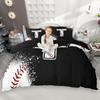 Homewish Kids Baseball Duvet Cover Set 2Pcs/3Pcs For Boys Girls Black White Bedding Set Black Reversible Quilt Cover Set