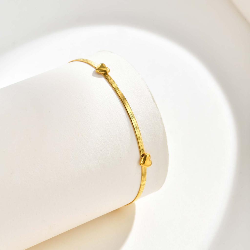 Minimalist Blade Chain Heart Bracelet for Women Gold Plated Stainless Steel Waterproof Bracelets Chic Jewelry Gift