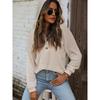 Women S Loose Long Sleeve Solid Color Hooded Button Sweatshirt
