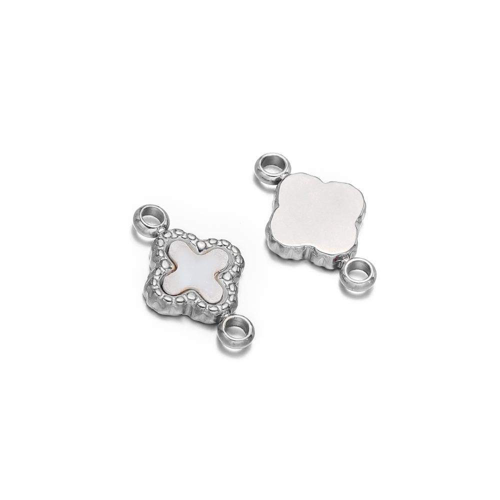 5pcs Stainless Steel Small Heart Square Zircon Drop Necklace Cross Charms for DIY Women Necklace Bracelet Jewelry Earring Making