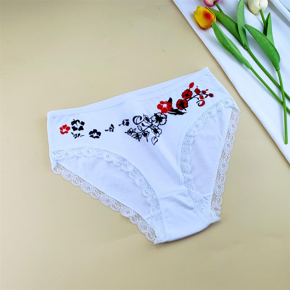 6 Pieces Floral Printed Women's Plus Size Cotton Underwear Comfortable Ladies Soft Briefs Breathable Mother Panties