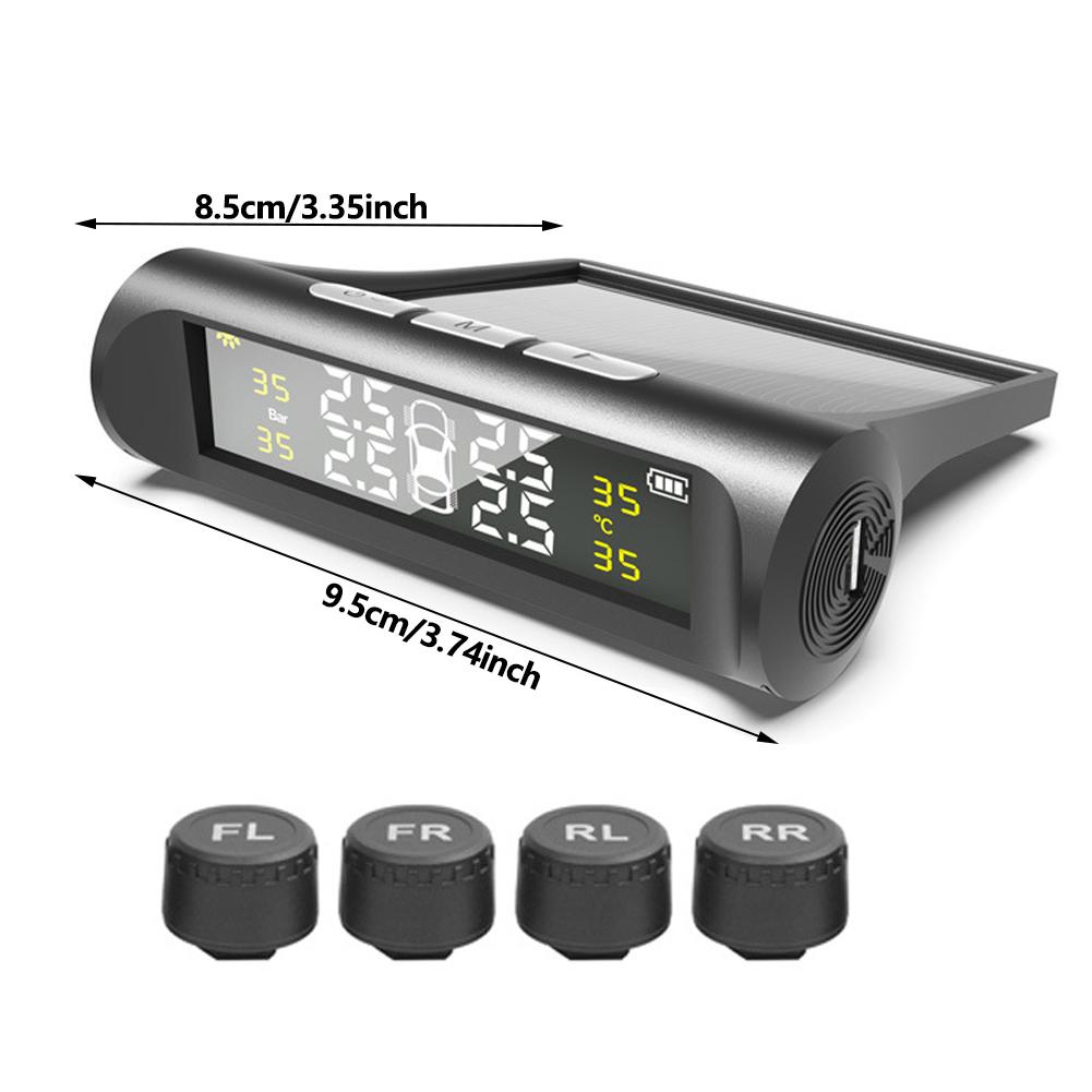 Car Solar Powered TPMS Tyre Pressure Monitoring System with 4 Sensors Digital LCD Display Auto Security Alarm Tester Automotive Test