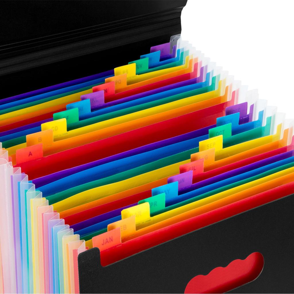 Multi-grids Pocket Expanding File Folder with Cover Rainbow Expandable File Organizer Self Standing Accordion A4 Document Folder