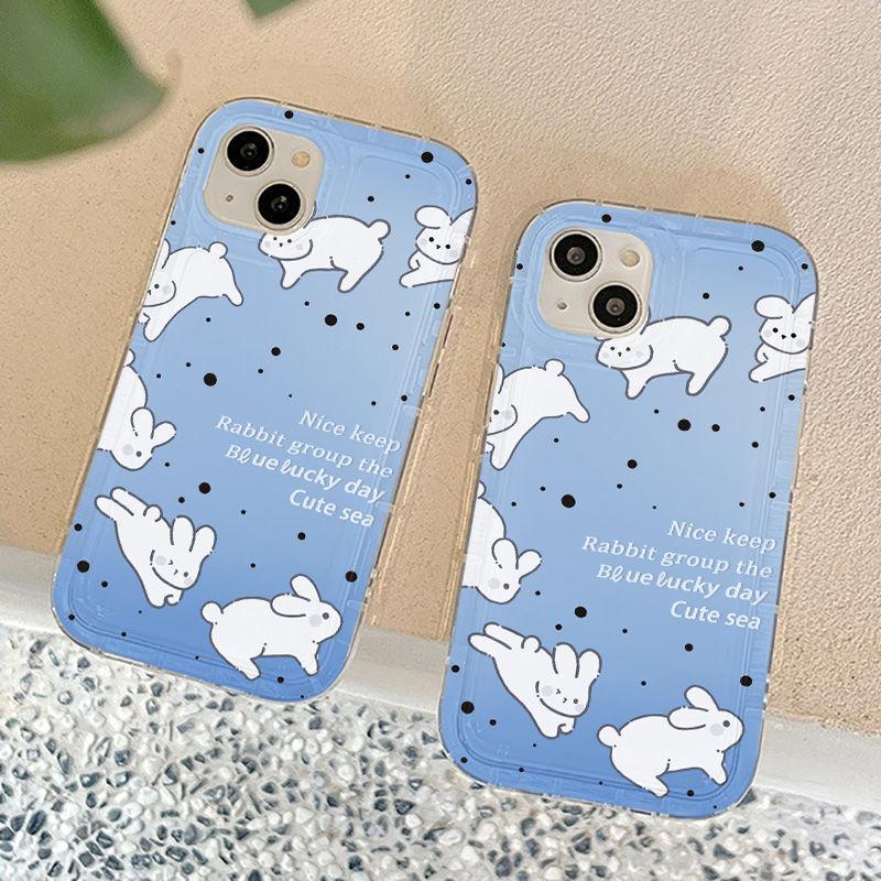 Running Rabbit with Blue Bottom Applicable to iPhone17Pormax Mobile Phone Case 16Pro Apple 12 Niche 14/15