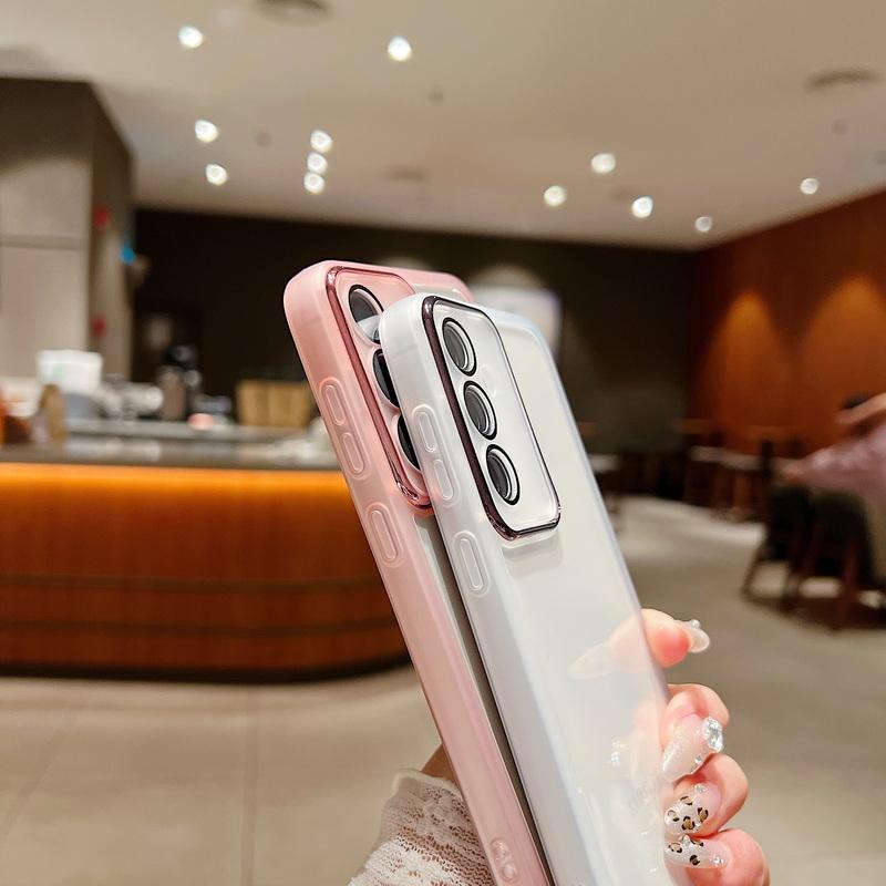 Solid Color Frame Soft Clear Phone Shell For Samsung S25 Ultra S24 FE S23 Plus S22 S21 A55 A16 A35 A54 A34 A15 Transparent Shockproof Slim Case Cover