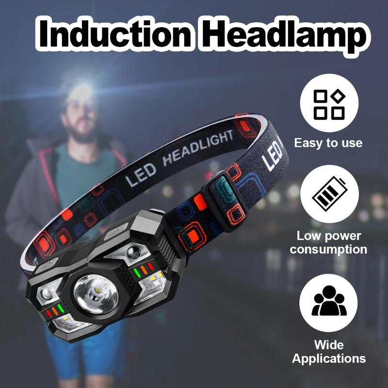 Rechargeable motion sensor headlamp LED Flashlight Work Mini Headlamps USB Portable Outdoor For Camping Light Running flashlight