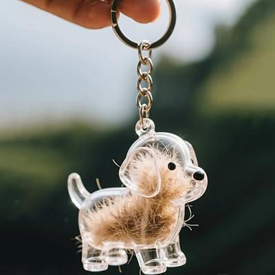 Dog Hair Cute Pendant Keychain Storage Bag Pendant Couple Car Key Chains Jewelry Souvenir Collection Gift Decoration Accessories