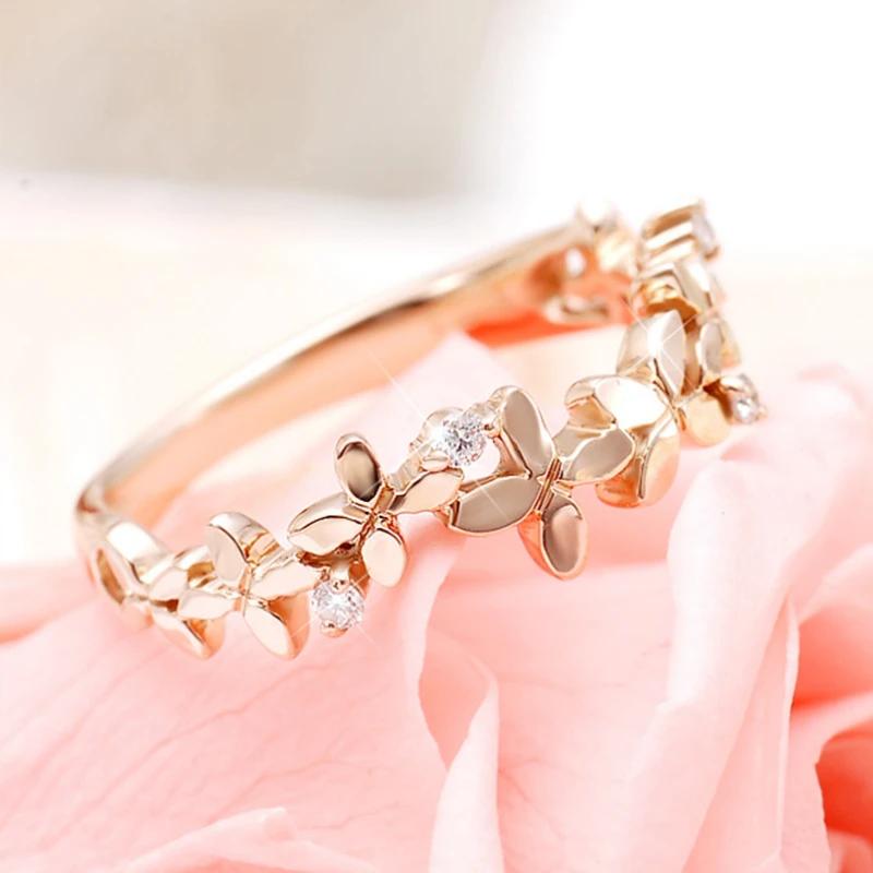 Fresh Flower Finger Rings for Women Silver Color/Rose Gold Color Aesthetic Rings Party Fancy Birthday Gift Jewelry