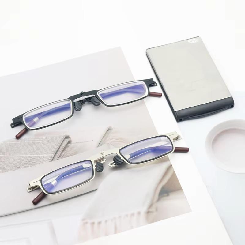 Portable Folding High Definition Anti-Blue Light Reading Glasses Men Women Phone Holder Ultra Thin with Case Presbyopic Eyeglasses