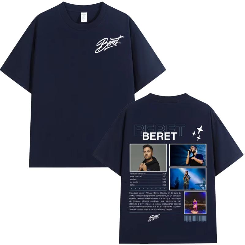 Rapper Beret New Album Tour 2025 Print Tshirt Unisex Unisex Fashion Casual Short Sleeve Tshirt Cotton Oversized T Shirts Streetwear