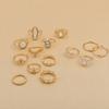 14-teiliges/Set Damen-Ringe Set, Hohlmusterringe in verschiedenen Größen mit farbigen Muschel-Intarsien, Stapelbares leichtes Schmuckgeschenk-Set